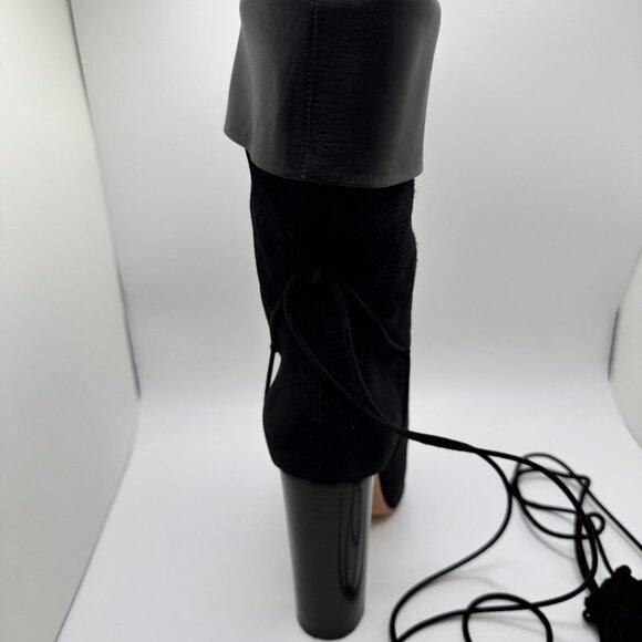 Saint Laurent YSL Meurice 105 Thigh High Boots Tassel Suede Leather Black W 37.5 - Picture 8 of 16